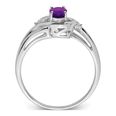 Sterling Silver Amethyst & Diamond Ring – view 3