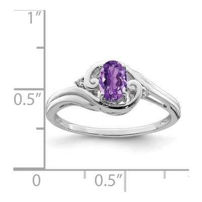 Sterling Silver Amethyst & Diamond Ring – view 4