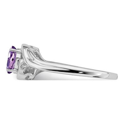 Sterling Silver Amethyst & Diamond Ring – view 5