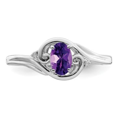Sterling Silver Amethyst & Diamond Ring – view 6