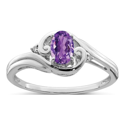 Sterling Silver Amethyst & Diamond Ring