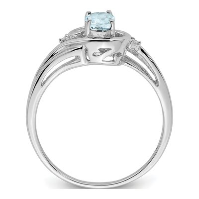 Sterling Silver Aquamarine & Diamond Ring – view 3