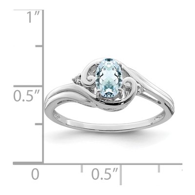 Sterling Silver Aquamarine & Diamond Ring – view 4