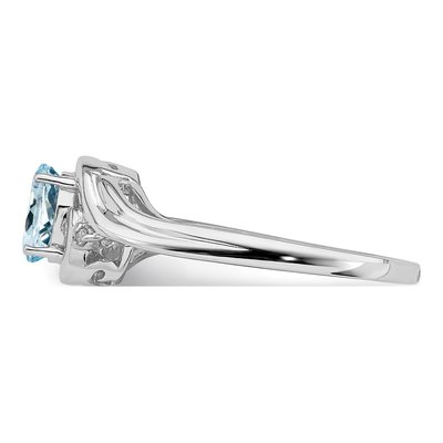 Sterling Silver Aquamarine & Diamond Ring – view 5