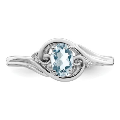 Sterling Silver Aquamarine & Diamond Ring – view 6