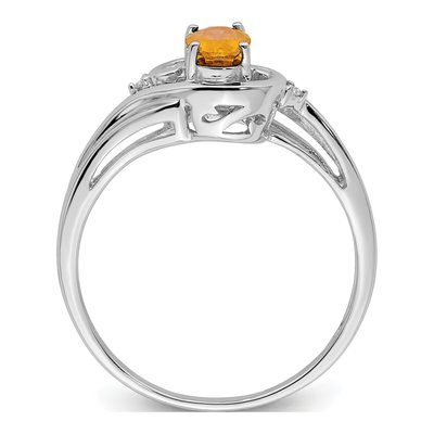Sterling Silver Citrine & Diamond Ring – view 3