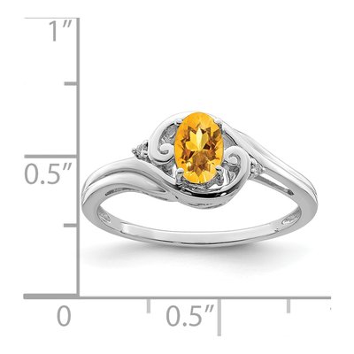 Sterling Silver Citrine & Diamond Ring – view 4