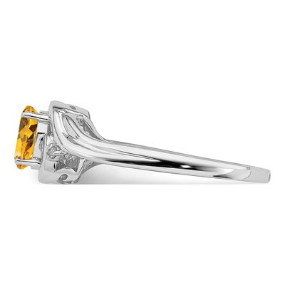 Sterling Silver Citrine & Diamond Ring – view 5
