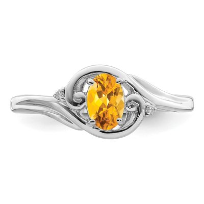 Sterling Silver Citrine & Diamond Ring – view 6