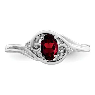 Sterling Silver Garnet & Diamond Ring – view 6