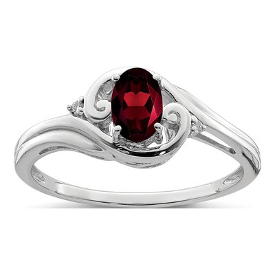 Sterling Silver Garnet & Diamond Ring