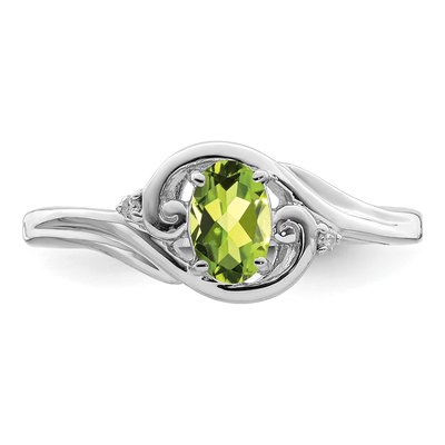 Sterling Silver Peridot & Diamond Ring – view 6