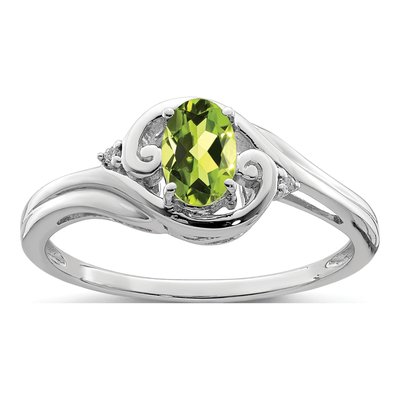 Sterling Silver Peridot & Diamond Ring