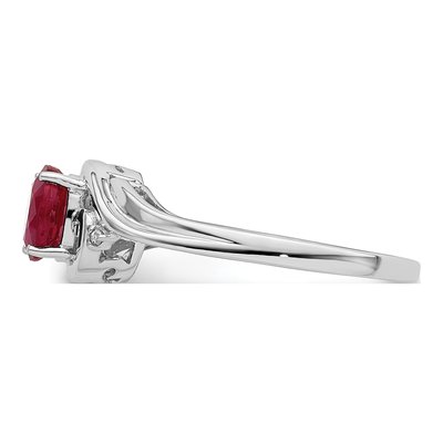 Sterling Silver Ruby & Diamond Ring – view 5