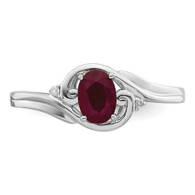 Sterling Silver Ruby & Diamond Ring – view 6