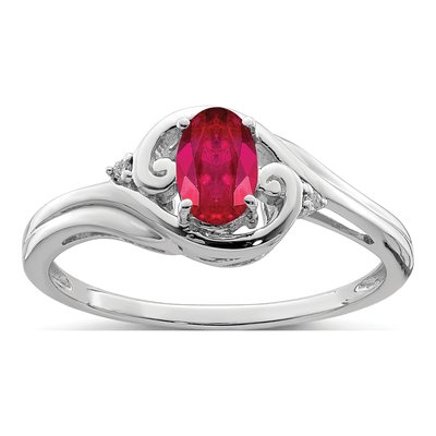 Sterling Silver Ruby & Diamond Ring