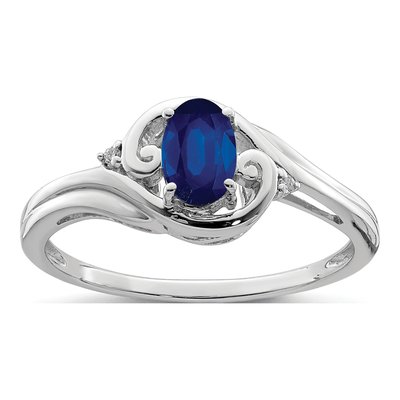 Sterling Silver Sapphire & Diamond Ring