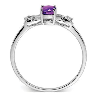 Sterling Silver Amethyst & Diamond Oval Ring – view 3
