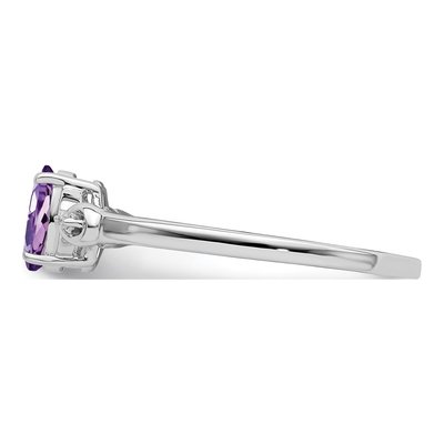 Sterling Silver Amethyst & Diamond Oval Ring – view 4
