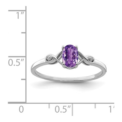 Sterling Silver Amethyst & Diamond Oval Ring – view 5