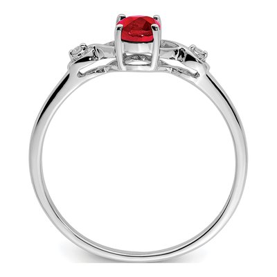 Sterling Silver Ruby & Diamond Oval Ring – view 3