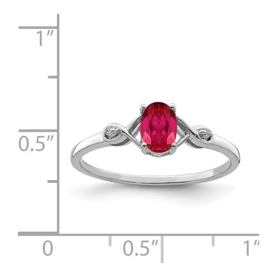 Sterling Silver Ruby & Diamond Oval Ring – view 5