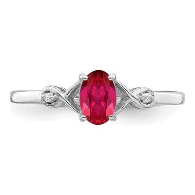 Sterling Silver Ruby & Diamond Oval Ring – view 6
