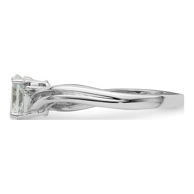 Sterling Silver Aquamarine & Diamond Oval Ring – view 4