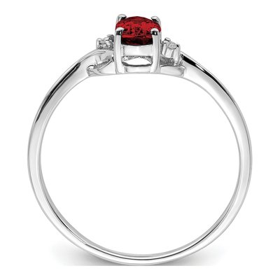 Sterling Silver Garnet & Diamond Oval Ring – view 3