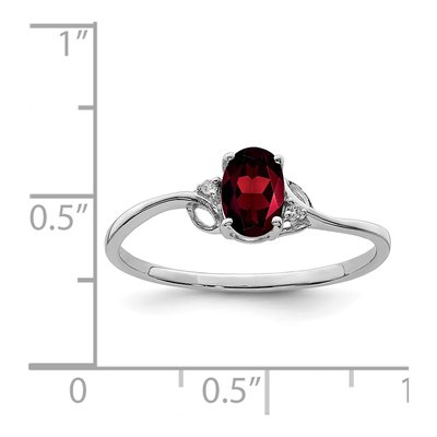 Sterling Silver Garnet & Diamond Oval Ring – view 4
