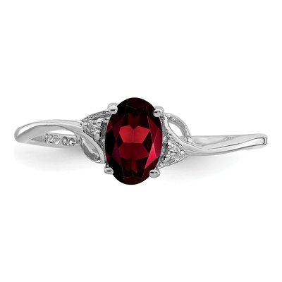 Sterling Silver Garnet & Diamond Oval Ring – view 6