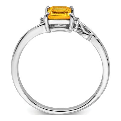Sterling Silver Citrine & Diamond Square Ring – view 3