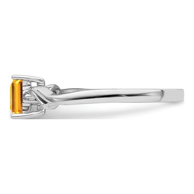 Sterling Silver Citrine & Diamond Square Ring – view 5