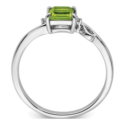 Sterling Silver Peridot & Diamond Square Ring – view 3