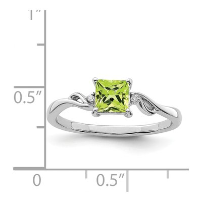 Sterling Silver Peridot & Diamond Square Ring – view 4