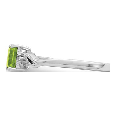 Sterling Silver Peridot & Diamond Square Ring – view 5