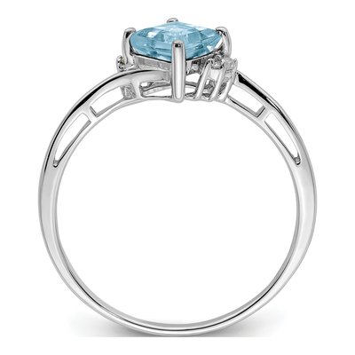 Sterling Silver Aquamarine & Diamond Square Ring – view 3