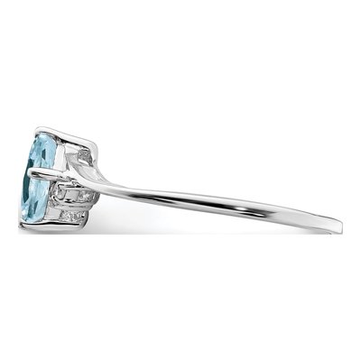 Sterling Silver Aquamarine & Diamond Square Ring – view 5