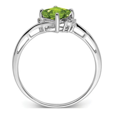 Sterling Silver Peridot & Diamond Square Ring – view 3