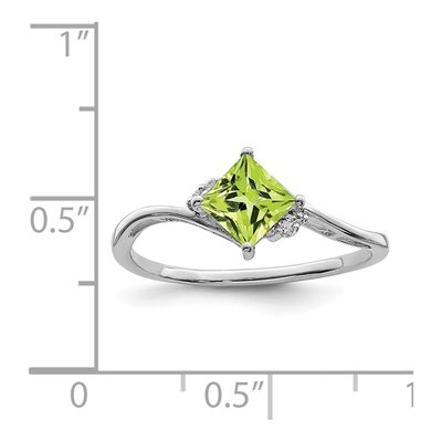 Sterling Silver Peridot & Diamond Square Ring – view 4