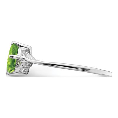 Sterling Silver Peridot & Diamond Square Ring – view 5