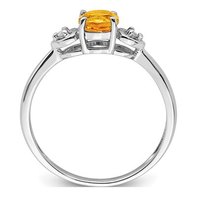 Sterling Silver Citrine & Diamond Round Ring – view 3