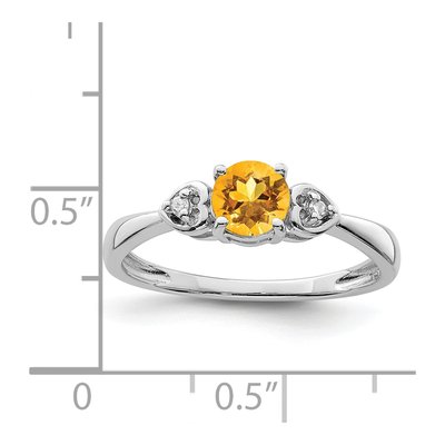 Sterling Silver Citrine & Diamond Round Ring – view 4