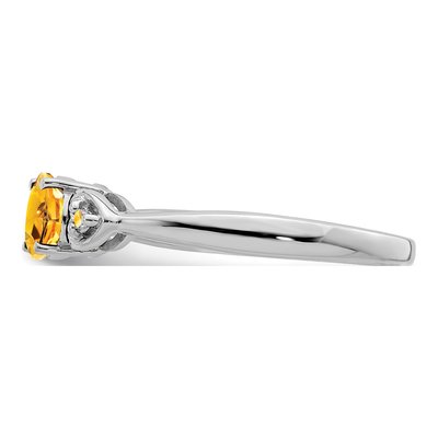 Sterling Silver Citrine & Diamond Round Ring – view 5