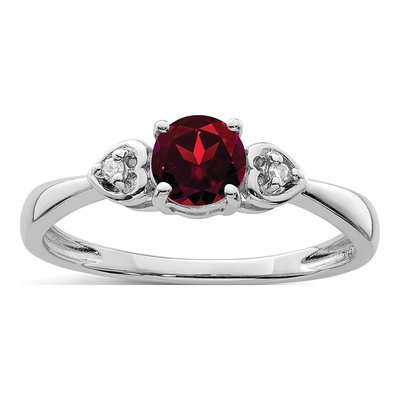 Sterling Silver Garnet & Diamond Ring