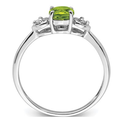 Sterling Silver Peridot & Diamond Round Ring – view 3