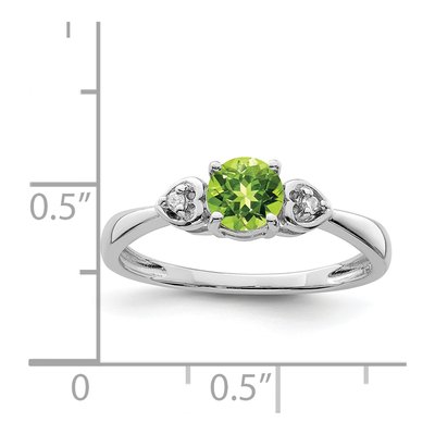Sterling Silver Peridot & Diamond Round Ring – view 4