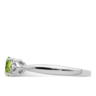 Sterling Silver Peridot & Diamond Round Ring – view 5