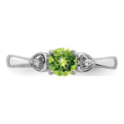 Sterling Silver Peridot & Diamond Round Ring – view 6