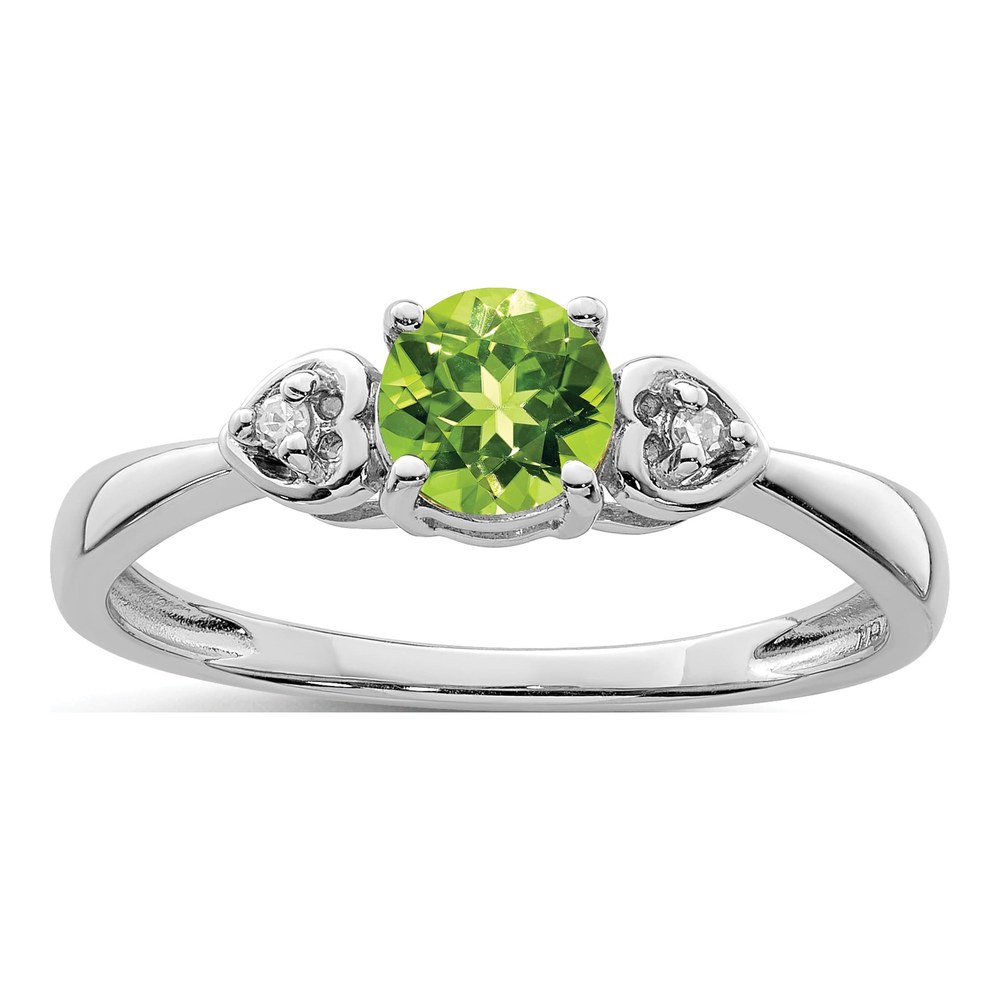 Sterling Silver Diamond & Peridot Round Ring